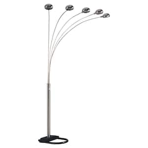 ChicBeam 84 in. Chrome 5-Light Cap Arc Floor Lamp for Living Room with Metal Shade