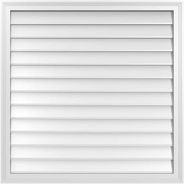 Ekena Millwork 38 in. x 38 in. Vertical Surface Mount PVC Gable Vent: Decorative with Brickmould Frame