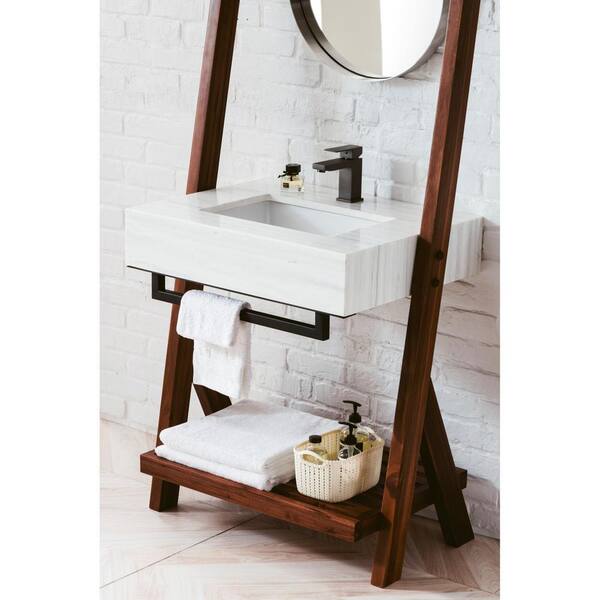  Milan 31.5 Single Vanity Cabinet, Mid Century Walnut, Radiant  Gold w/Glossy White Composite Top : Tools & Home Improvement