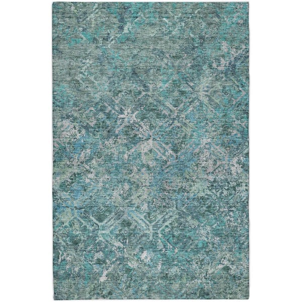 Dream Shag Premium Machine Washable Abstract ADS768 Sage 5 ft. x 7 ft. 6 in. Area Rug