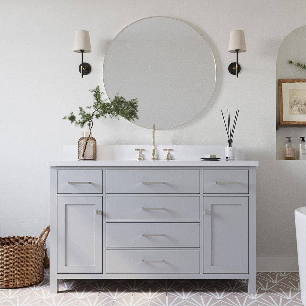 ARIEL Bristol 55 in. W x 22 in. D x 36 in. H Freestanding Bath Vanity ...