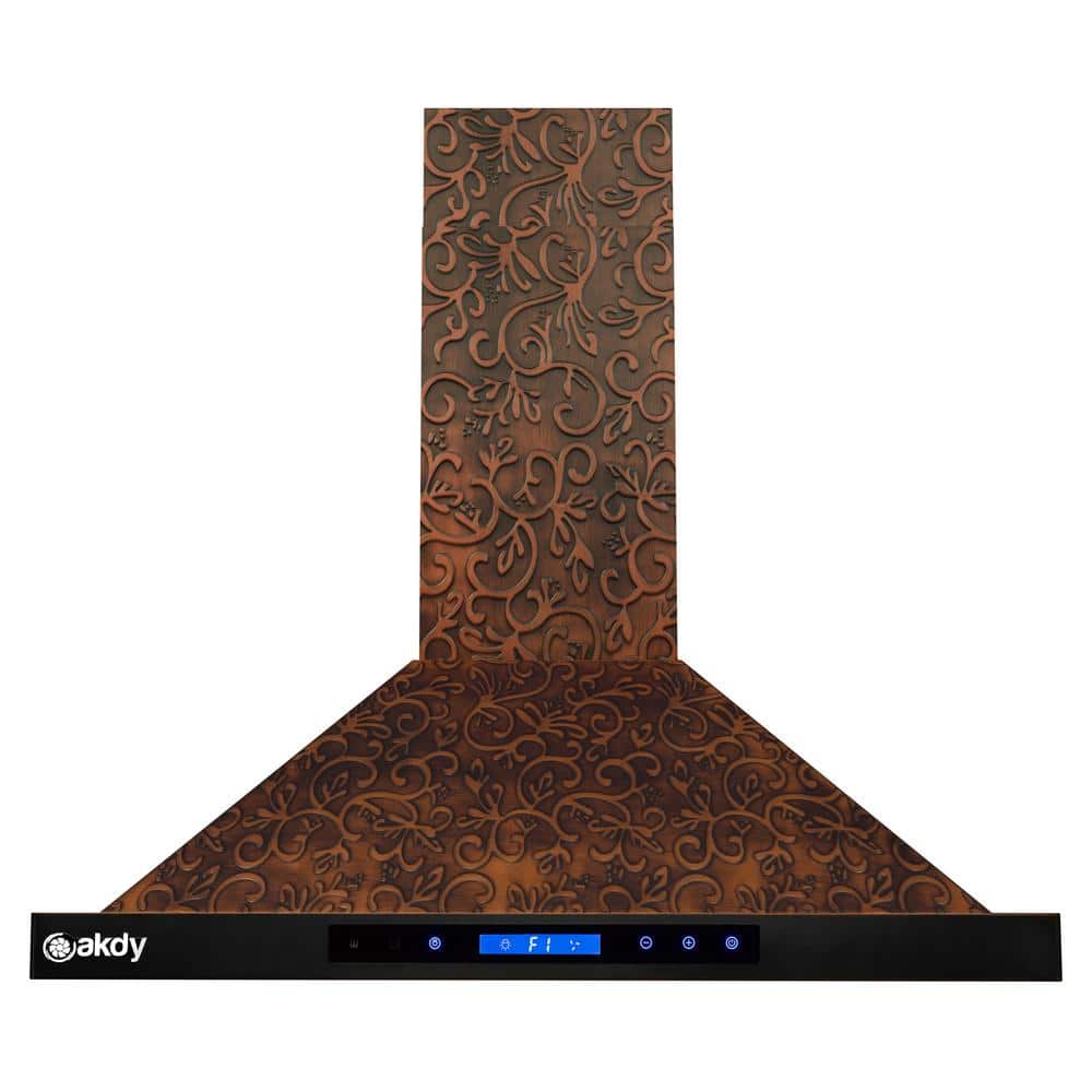 30-Inch Embossed Copper Convertible Wall Mount Range Hood