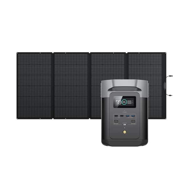 EcoFlow 1800W Output/2700W Peak Solar Generator DELTA 2 Push-Button Start Battery Generator with 400W Solar Panel, LFP Battery