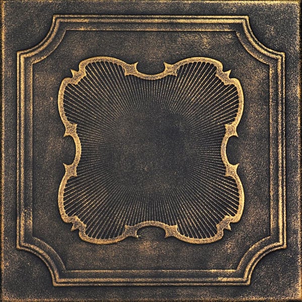 A La Maison Ceilings Coronado Black Gold 1.6 ft. x 1.6 ft. Decorative Foam Glue Up Ceiling Tile (21.6 sq. ft./case)
