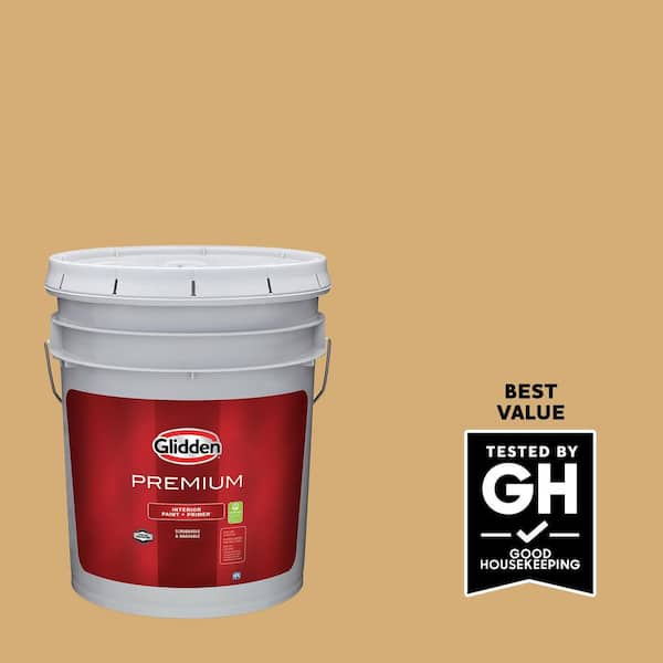 Glidden Premium 5 gal. PPG1090-4 Drops Of Honey Eggshell Interior Paint