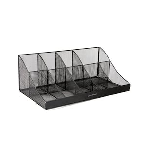 64-Cup 11-Compartment Black Mesh Coffee Condiment Organizer