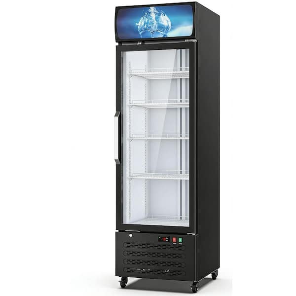 12.5 cu. ft. Commercial Beverage Display Refrigerator Glass Door Upright with Front LED Light in Black