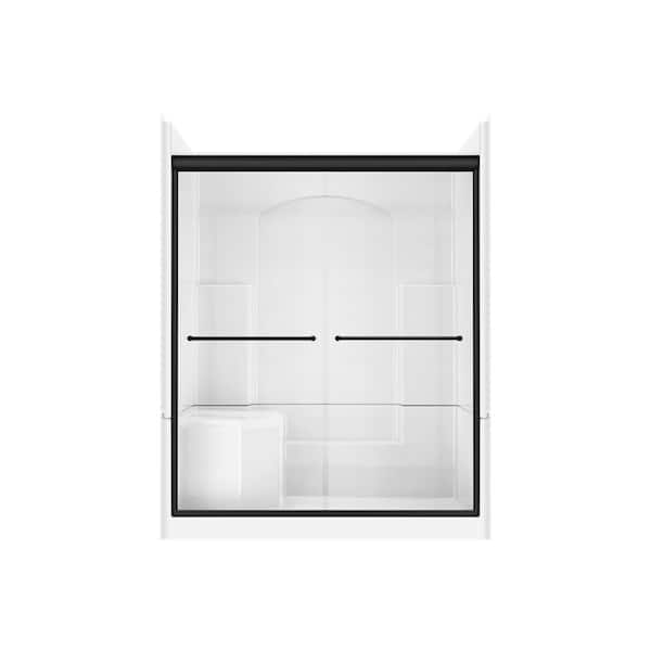 Accessible Living Alliance 60 in. L x 32 in. W x 77.5 in. H Alcove Right Drain Shower Door Kit in Matte Black