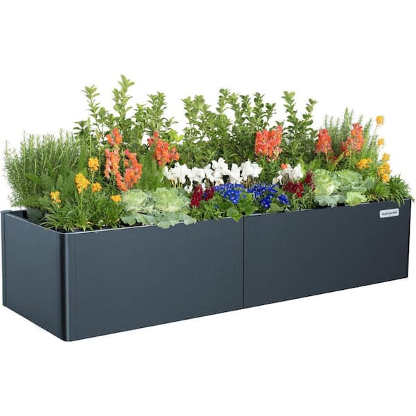 Modern Raised Garden Bed 17 in. Tall 27 in. x 83 in. Heavy Metal Planter Trees/Flowers Double-Walled Steel Midnight Blue