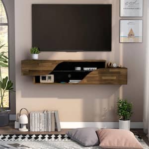 Andoval 59.06 in. Light Hickory Floating TV Stand Fits TV's up to 65 in. with 2-Shelves