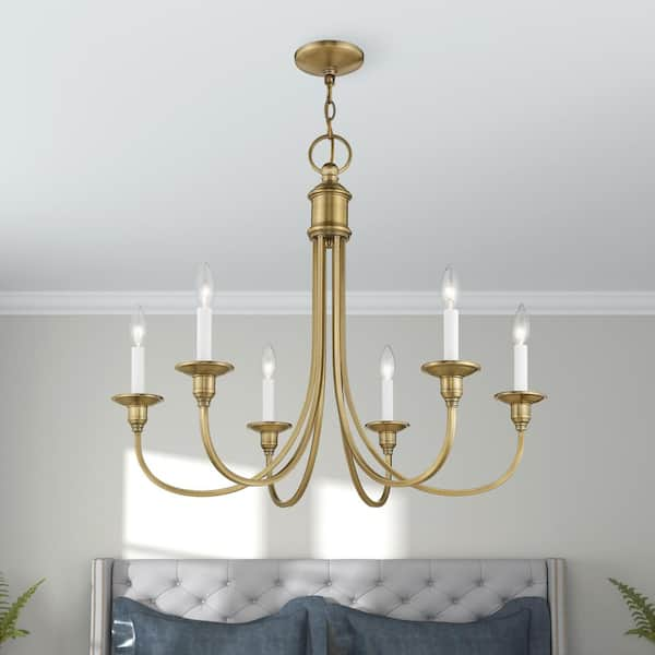 Livex Lighting Cranford 6 Light Antique Brass Chandelier 5146-01