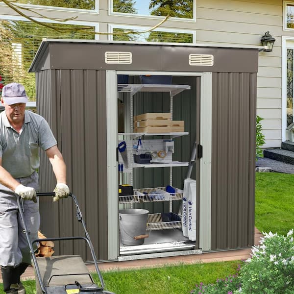 Storhaus 6 ft. W x 4 ft. D Metal Garden Shed Outdoor Tool