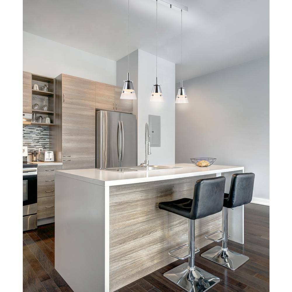 Alain 19.5" Chrome Glass LED Pendant Light
