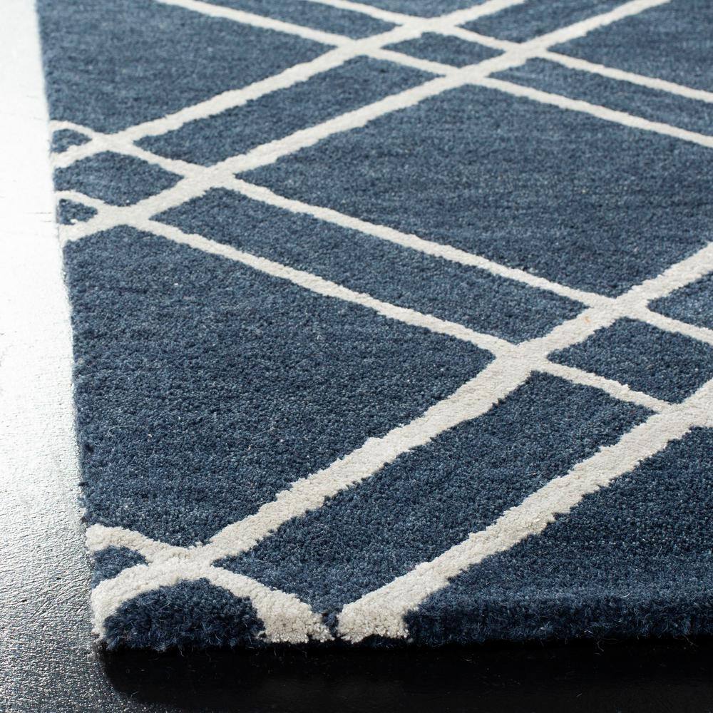 Handmade Blue Wool Tufted Square Area Rug 47"