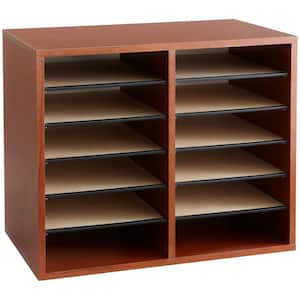 Wood Literature Adjustable 12 Compartment Organizer
