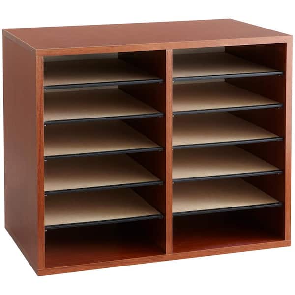 Safco Wood Literature Adjustable 12 Compartment Organizer