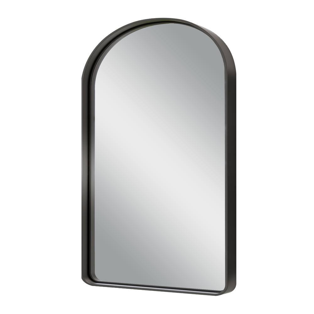 NEUTYPE 30 in. W x 39 in. H Rectangle Alloy Aluminum Arched Framed Black Modern Wall Mirror HD