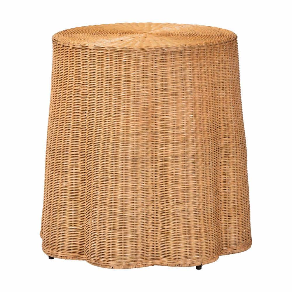 Palm 28 in. Honey Round Wicker Rattan End Table - thumbnail 6
