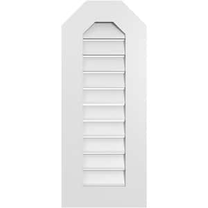 14 in. x 34 in. Octagonal Top Surface Mount PVC Gable Vent: Functional with Standard Frame