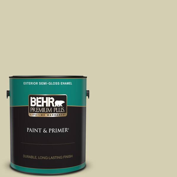 BEHR PREMIUM PLUS 1 gal. #MQ6-55 Pale Ivy Semi-Gloss Enamel Exterior Paint & Primer