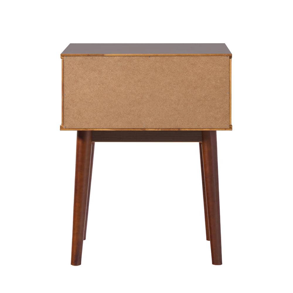 Walnut Solid Wood Mid-Century Modern 1-Drawer Nightstand