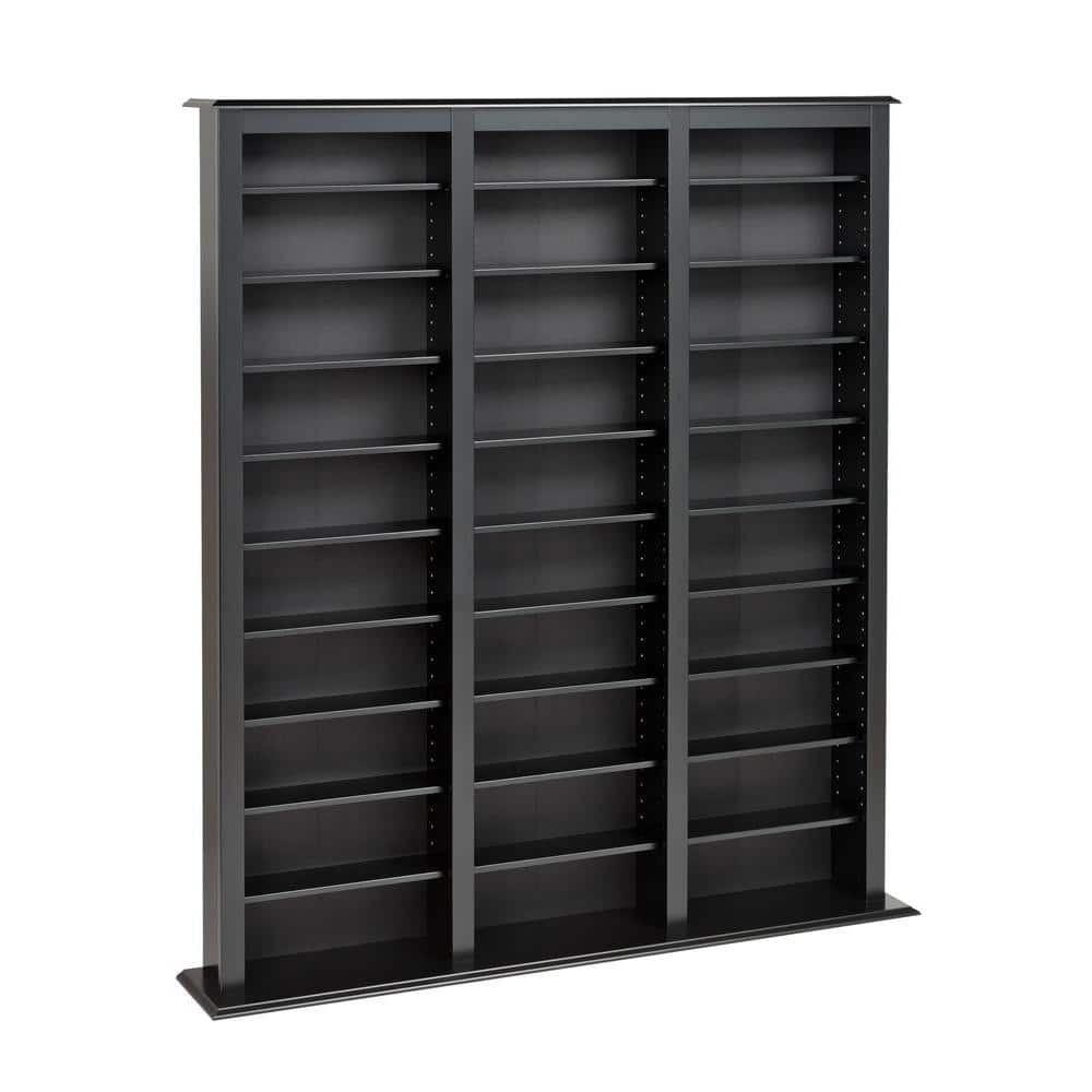 Prepac Barrister Black 3-Column Display Cabinet, CD Rack Cabinet, CD ...