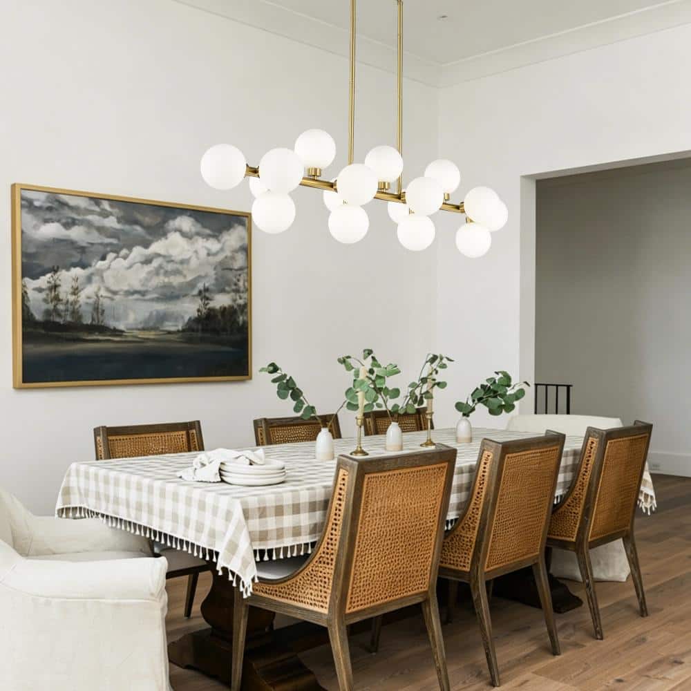 25w 16-Light Gold Pendant Lamp with Opal Glass Shade for Dining Room Kitchen Island price history on PriceWatchPro