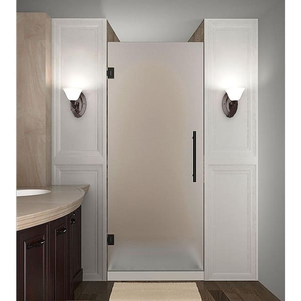 Aston Cascadia 22 in. x 72 in. Completely Frameless Hinged Shower Door with Frosted Glass in Oil Rubbed Bronze