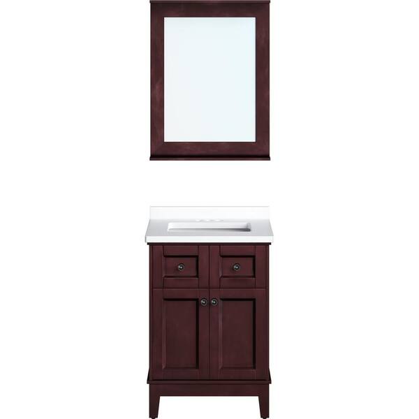 Hanover 23.6 in W x 20.5 in D x 33.5 in H Bedford Vanity Cabinet with Sink Combo, 2 Doors, Brown Cabinet
