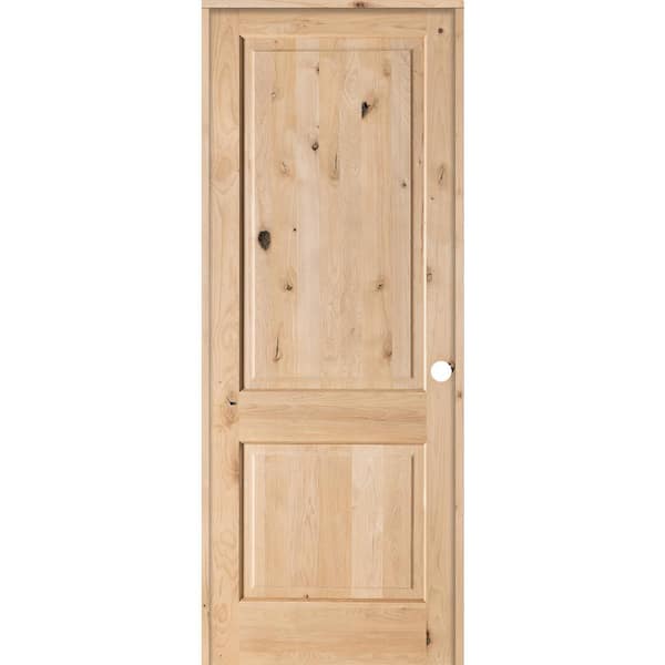 Krosswood Doors 42 in. x 96 in. Rustic Knotty Alder 2 Panel Square Top Solid Wood Left-Hand Single Prehung Interior Door