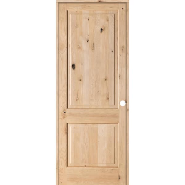 Krosswood Doors 36 In X 96 In 2 Panel Square Top Solid Wood Core Rustic Knotty Alder Left Hand 5522