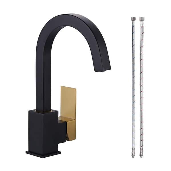 Single Handle Stainless Steel Bar Faucet Deckplate Not Included in Gold and Black