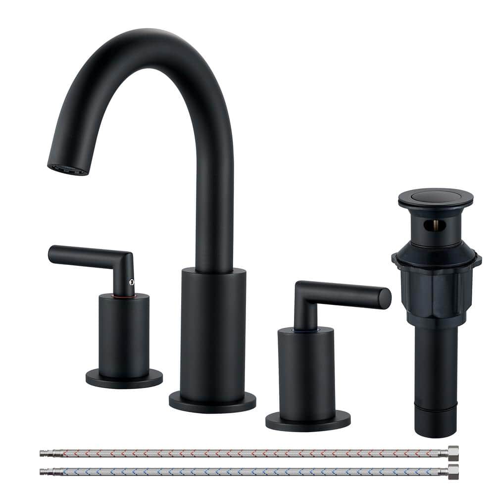 8 in. Widespread Double Handle Bathroom Faucet with 360° Swivel Spout in Black price history on PriceWatchPro