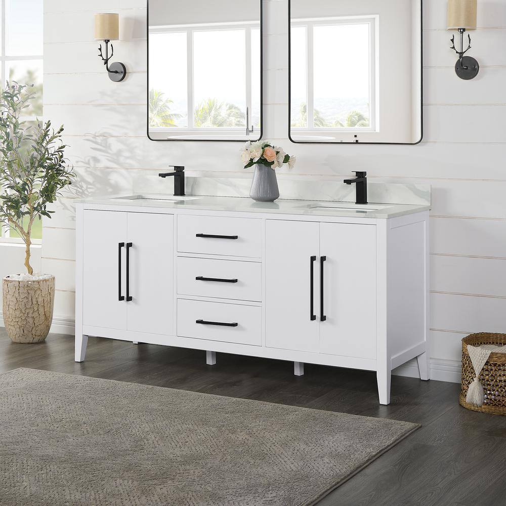 Laurel 72" White Wood Double Bathroom Vanity Base