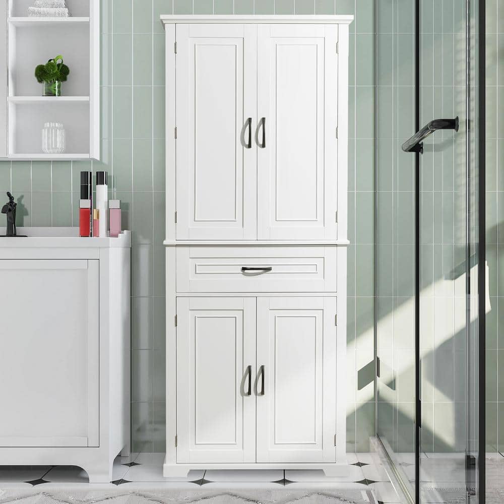 High Quality 29.9 in. W x 15.7 in. D x 72.2 in. H White Linen Cabinet with 