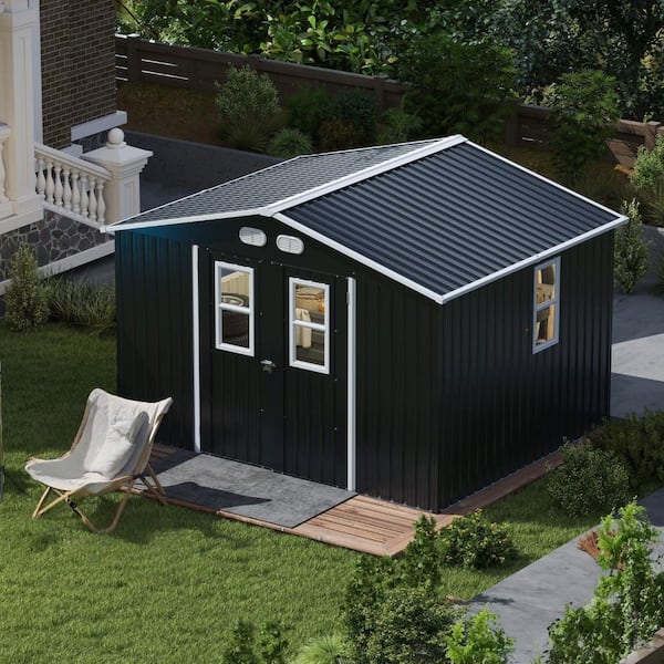 ToolCat 8x10 ft Outdoor Metal Storage Shed with 4 Windows