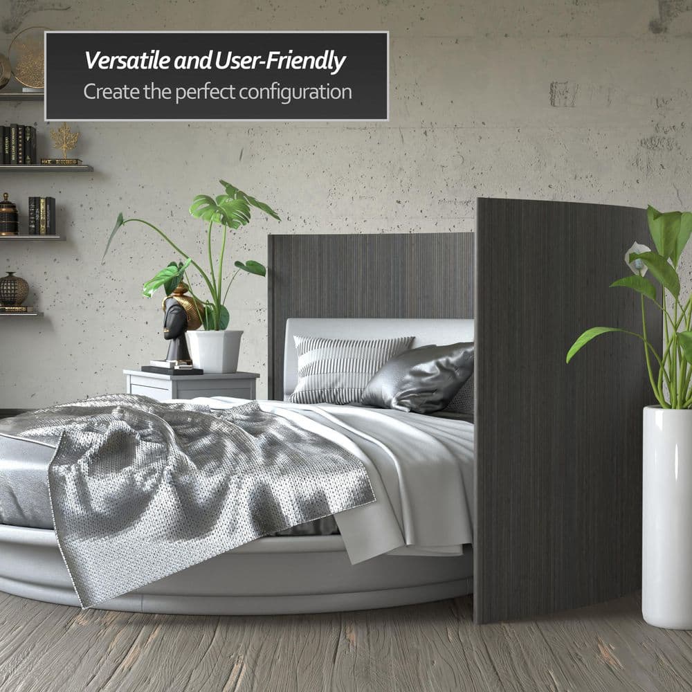 Gray 48" Painted Bamboo Wave Room Divider