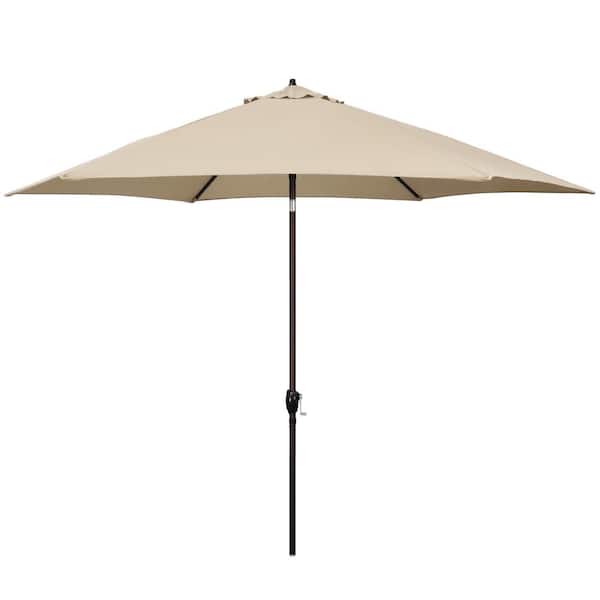 Astella 11 ft. Aluminum Market Patio Umbrella with Crank Lift and Push-Button Tilt in Polyester Beige