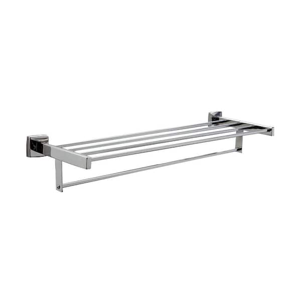 BOBRICK 24 in. Surface-Mounted Towel Shelf with Towel Bar in Stainless Steel