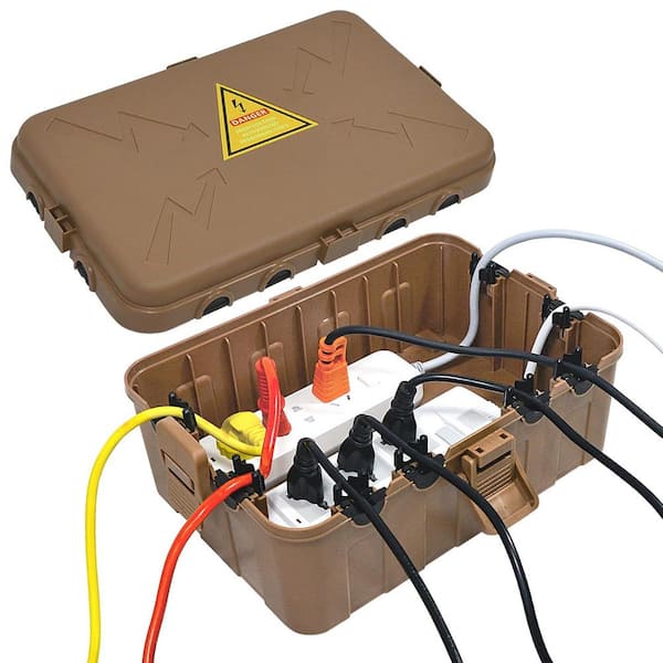 12.5 in. D x 8.5 in. W x 5 in. H Plastic Brown Outdoor Electrical Box 1-Gang with IP54 Waterproof and Weatherproof