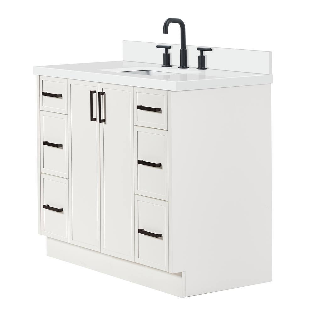 Kelly White Solid Wood Single Bath Vanity with Quartz Top