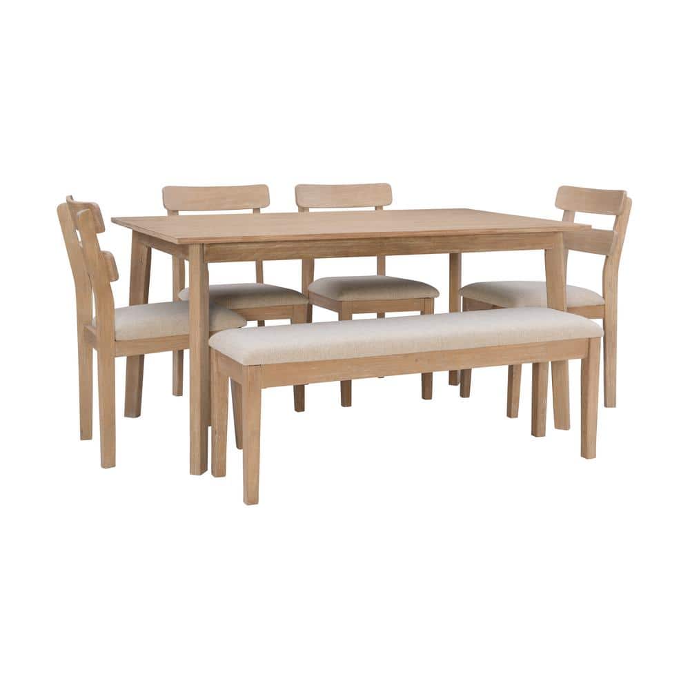 Linon Home Decor Jenny Natural 6 pc Dining Set HD222002 - The Home Depot