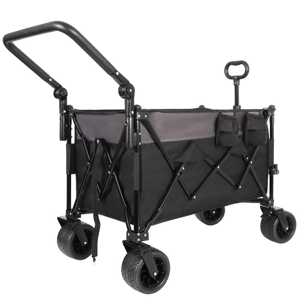 5 cu. ft. Steel Multi-Functional Push-Pull Folding Utility Wagon Garden Cart, Black-Gray price history on PriceWatchPro