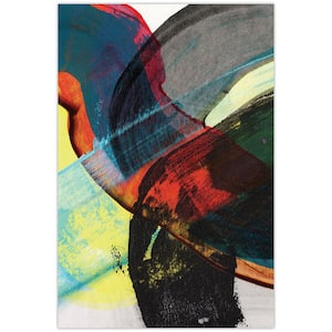 "Carnival Crossing Abstract II" Frameless Free Floating Reverse Printed Tempered Glass Wall Art, 48 in. x 32 in.
