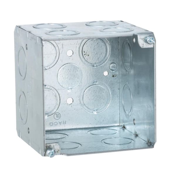 RACO 3-3/4 in. Square Welded Box, 3-1/2 Deep with 1/2 and 3/4 in. Concentric KO's (25-Pack)