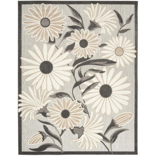 6' X 9' Blue And Ivory Floral Stain Resistant Indoor Outdoor Area Rug 6' X 9' Blue And Ivory Floral Stain Resistant Indoor Outdoor Area Rug