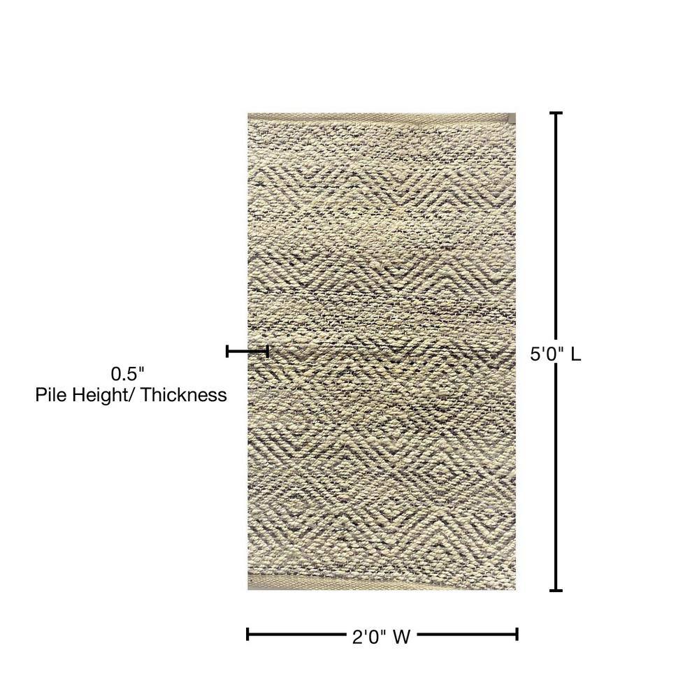 Hand-Woven Geometric Gray and Natural Jute 2x5 Area Rug