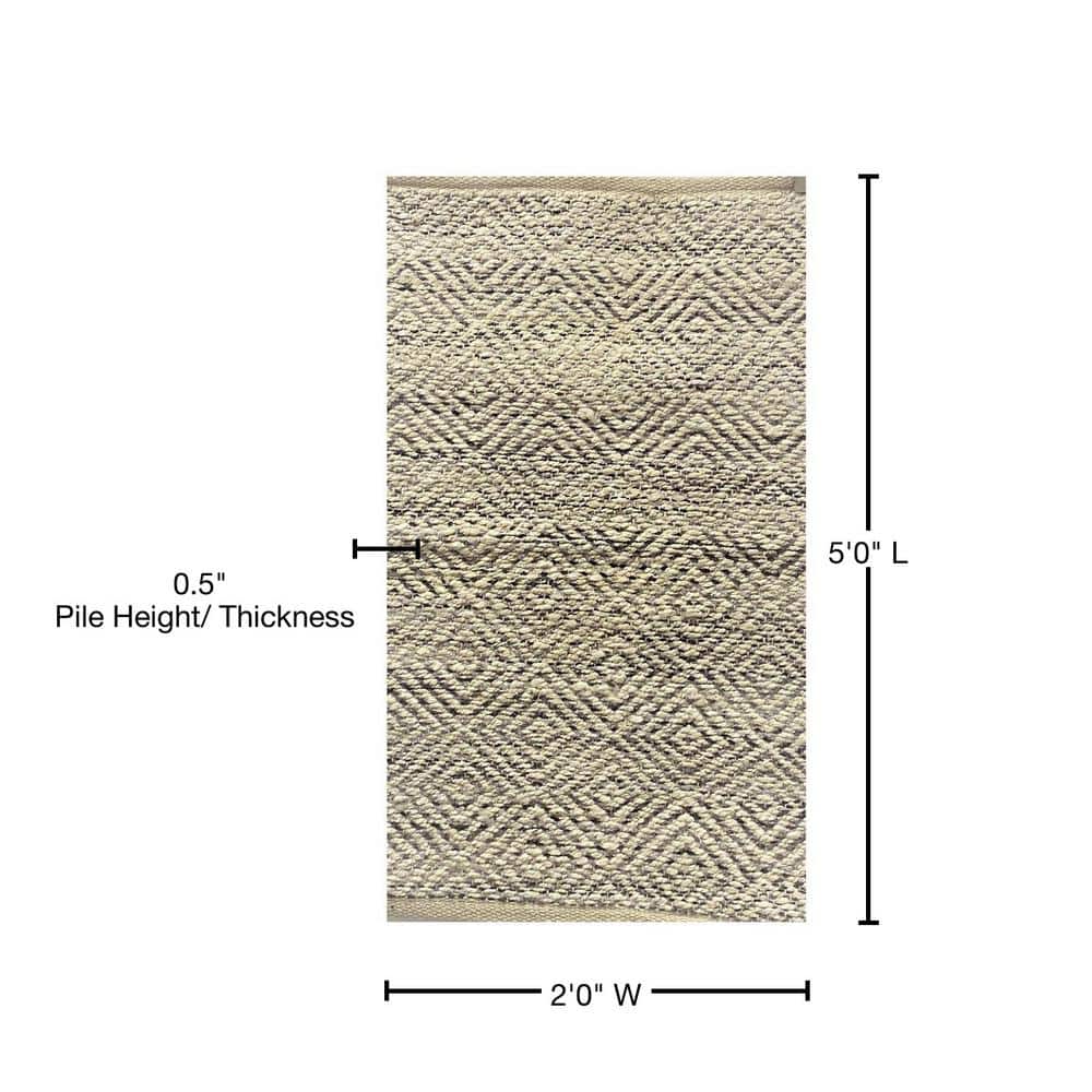 Hand-Woven Geometric Gray and Natural Jute 2x5 Area Rug