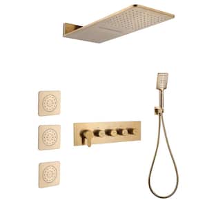 Luxury Single Handle 4-Spray Patterns Shower Faucet 2.65 GPM with Body Spray in. Brushed Gold (Valve Included)