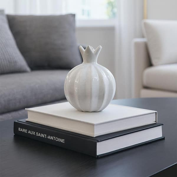 White 6 in. x 4 in. Decorative Fruit Aluminum Metal Sculpture